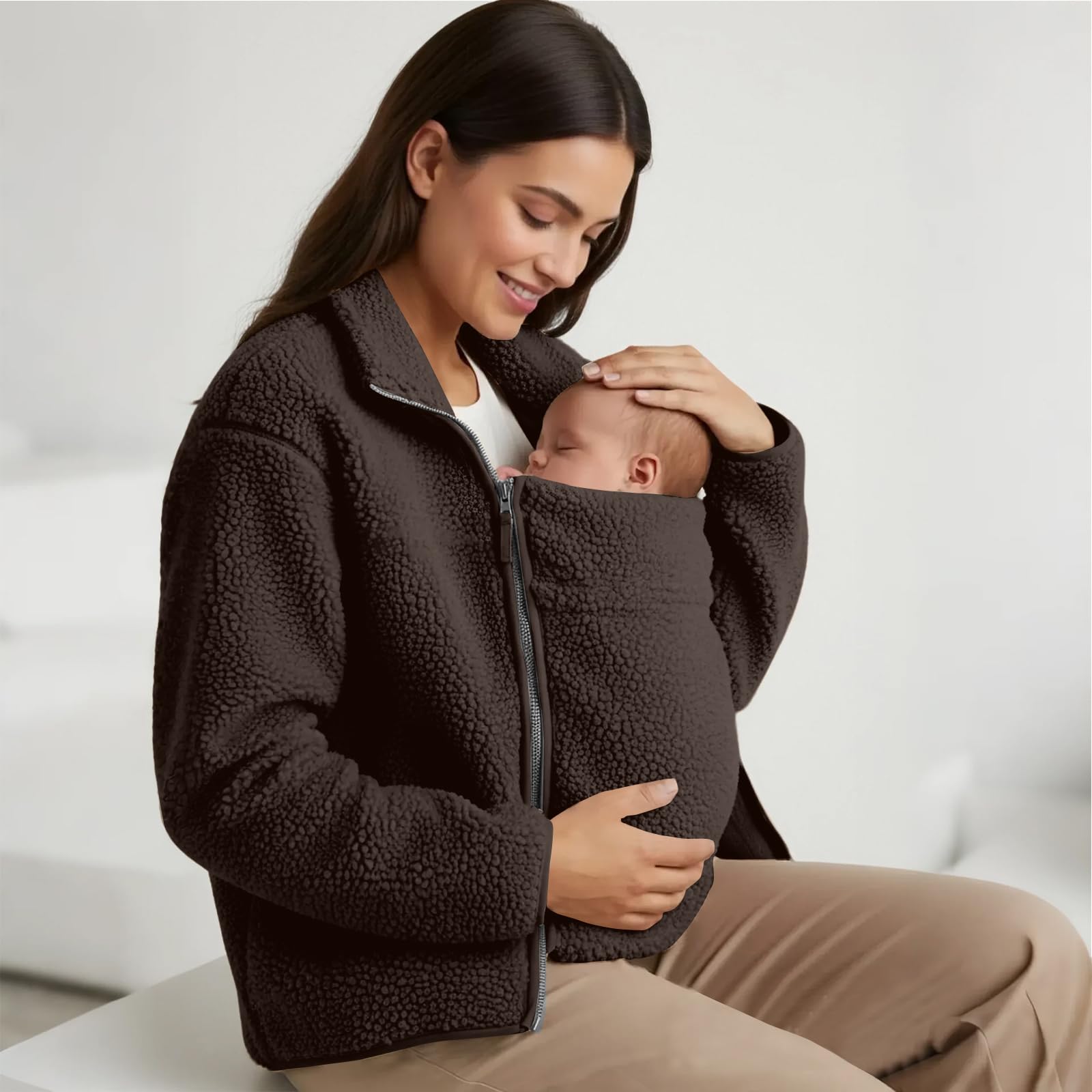 Tragejacke Winter Teddyfleece Jacke Damen Winterjacke Schwangerschaft