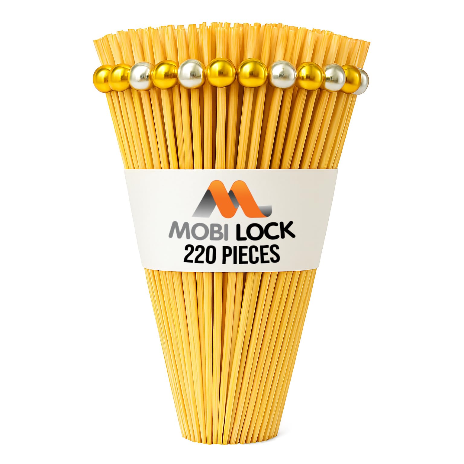 220Pcs Bamboo Cocktail Picks with Gold & Silver Pearl Tops - 4.7in (12cm) Ball Toothpicks for Appetizers and Drinks - Elegant Wooden Picks for Charcuterie Boards, Parties, & Events - by Mobi Lock