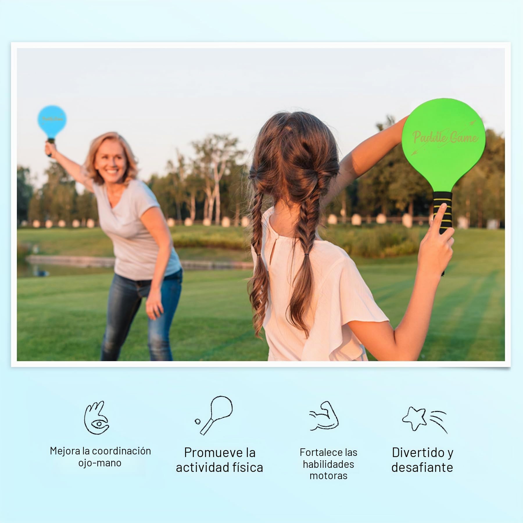 U&C Planet Raqueta Padel niños Set de Pelotas de Playa Beachball Set Juego de Raquetas de Tenis para niños Juegos Playa Juego del jardín