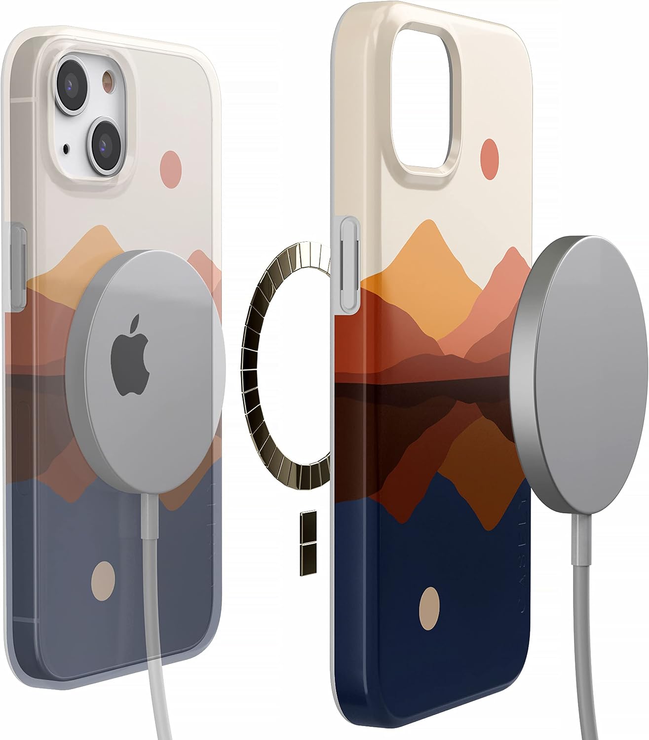 Casely iPhone 14 Plus Case | Opposites Attract | Day & Night Mountains | Compatible with MagSafe | Classic Ultra Slim Design