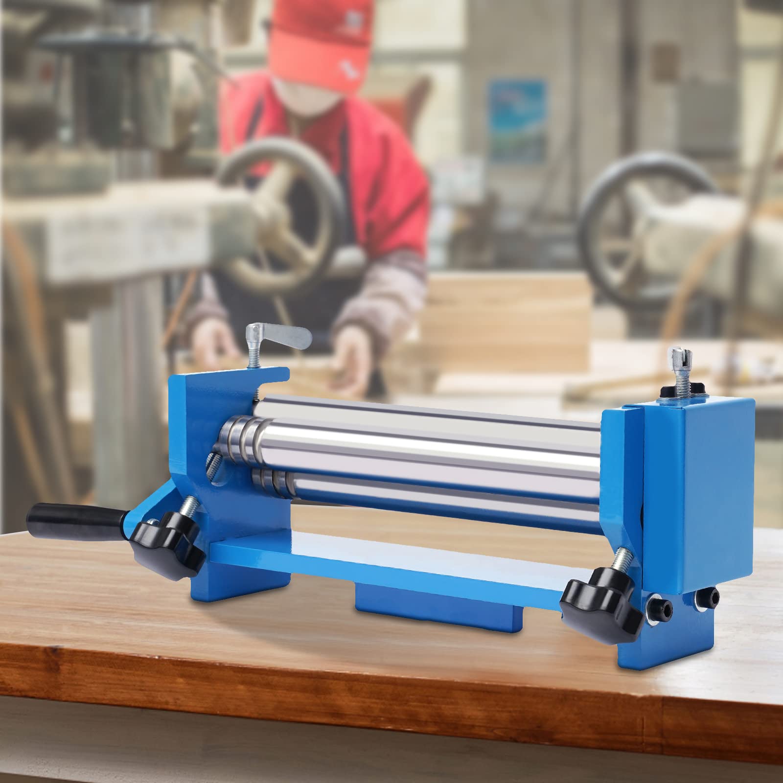 Cintreuse à Trois Rouleaux 32 mm Diamètre Rouleuse Plieuse 300 mm Largeur Machine à Cintrage Plieuse de Tôle Convient Pour L'Acier Laminé le Cuivre L'Aluminium et la TôLe GalvaniséE