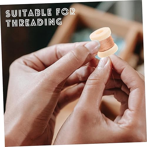Miniatura 3 de EXCEART Carretes de madera, 100 piezas de artesanía de madera, mini accesorios, soporte de hilo, máquina de coser, bobina de bobina de madera,