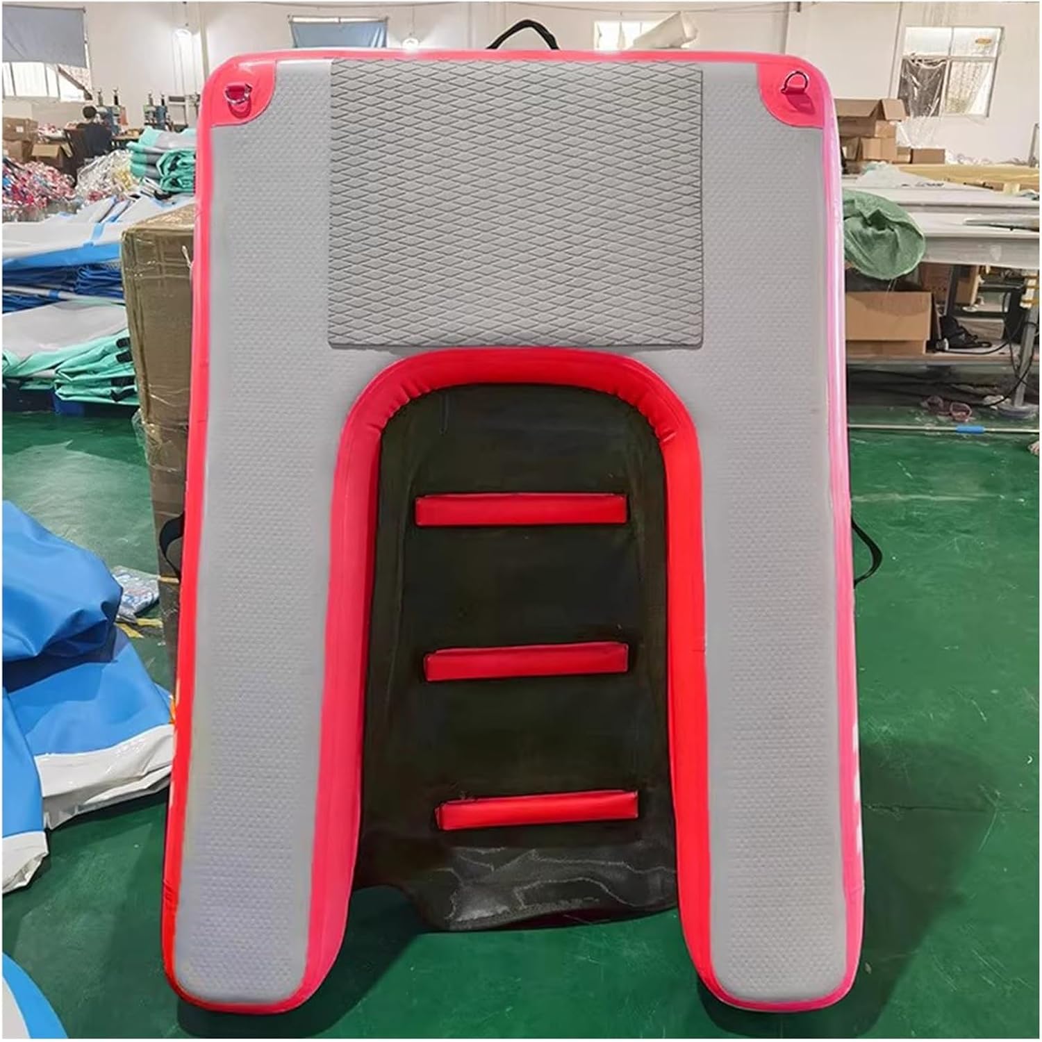 HAIXHX Inflatable Dog Water Ramp, PVC Puncture-Proof Dog Dock Ladder for River Boat Lake Coasts, Collapsible Pool Steps for Dogs with Handbag/Fixing Rope/Hand Pump(Red)