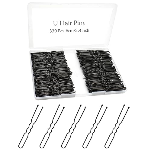 YINGFENG - 330 horquillas para el pelo en forma de U para moños, 2.4 pulgadas, horquillas negras para mujeres y niñas con caja de almacenamiento, disponible en Yaxa Peru