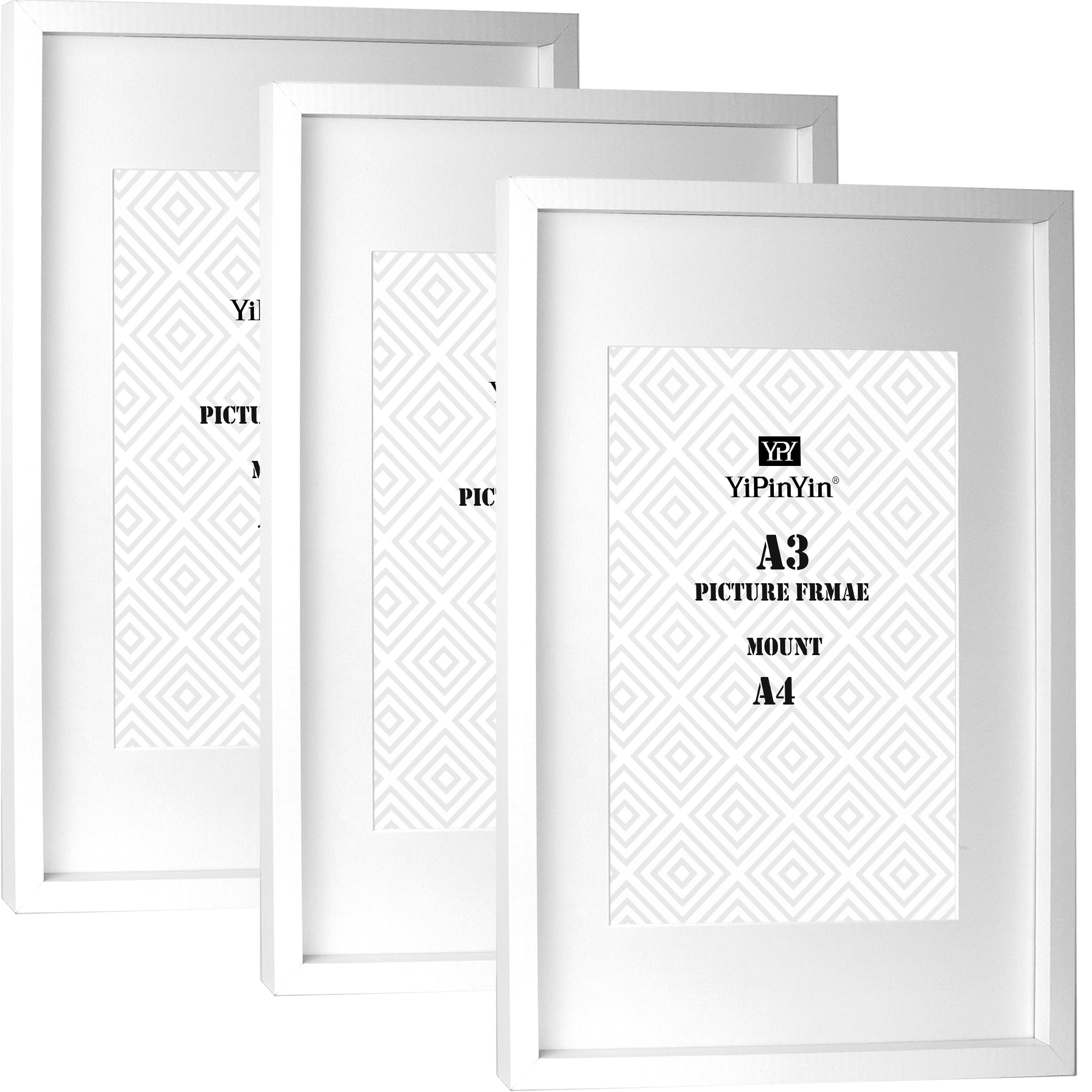 White A3 Picture Frame 3-Pack Modern Wooden Frames,for A4 Photos,Shatterproof Acrylic Front, A4 white frames for Wall Mount,Idea for Home,Office Decor — image 1