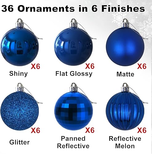 Vista 25 de 18 esferas medianas decorativas navideñas para árbol de Navidad, inastillables, para colgar, color púrpura, 2.5 pulgadas, paquete de 18