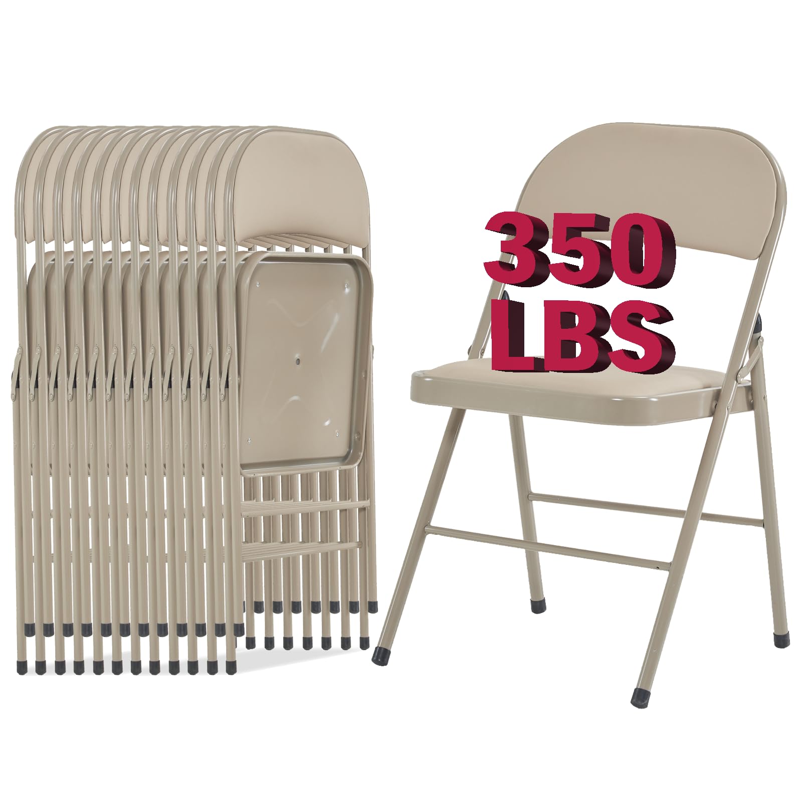 DOINUO 12 Pack Folding Chairs with Padded Cushion and Back Padded Folding Chairs with Steel Frame Portable Stackable Commercial Seat for Indoor