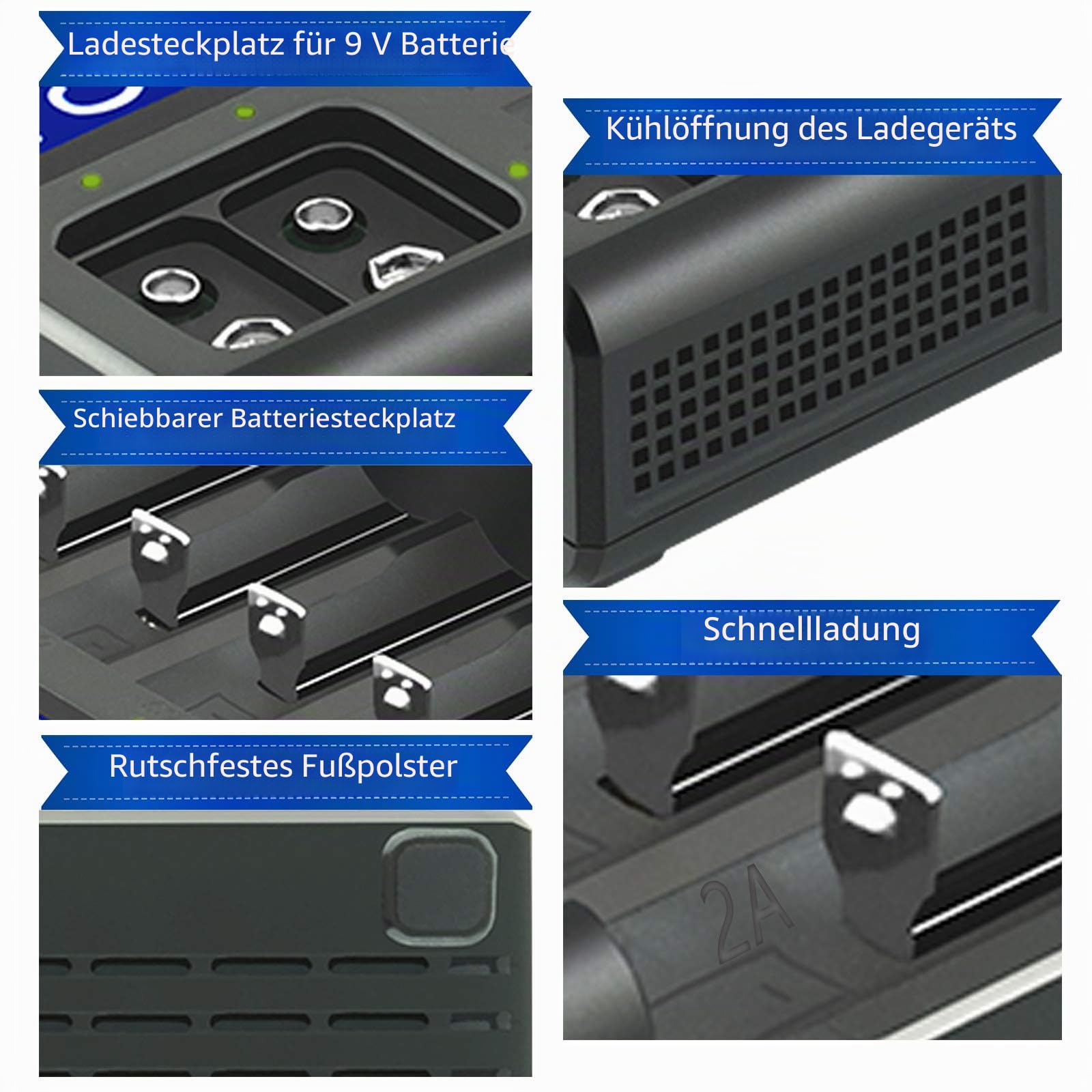 Docooler Liito Kala LII-S8 Intelligentes Ladegerät 8 Steckplätze Automatisch/Manuell LED Kompatibel mit 18650 26650 21700 26700 AA AAA Lithium Ladegerät