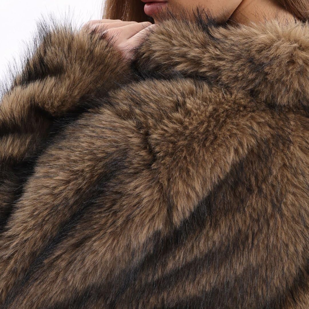 Amazhiyu Women's Faux Fur Cropped Coat Winter Open-front Long Sleeve Jackets Warm - Image 5