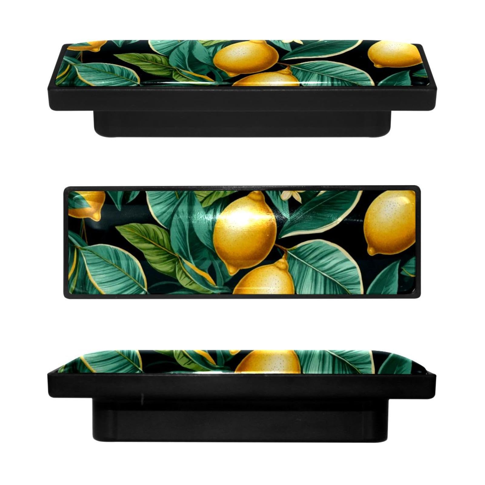 Boutons d'armoire rectangulaires vert citron pour une cuisine lumineuse