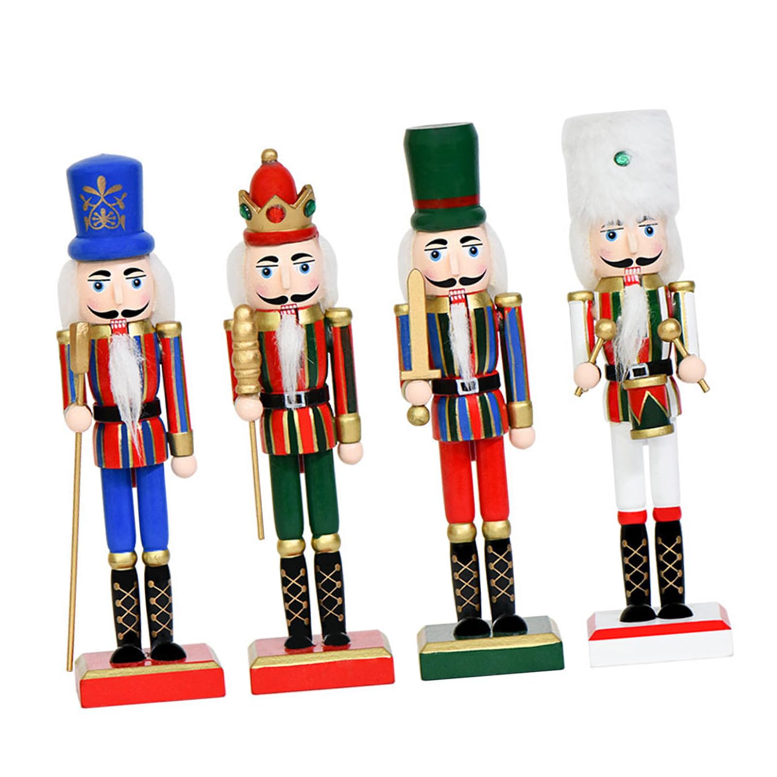 PANGBOER Holiday Tabletop Decor Soldier Figurines, Set of 4 Wooden 7.28in Christmas Characters for Mantel, Desktop, Tree Area, Entryway Display Tree Area