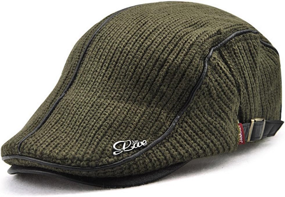 Männer Wolle Stricken Newsboy Flat Cap Gatsby Schirmmütze Kappe Schnalle verstellbar Casual im Freien Höhepunkt Hat
