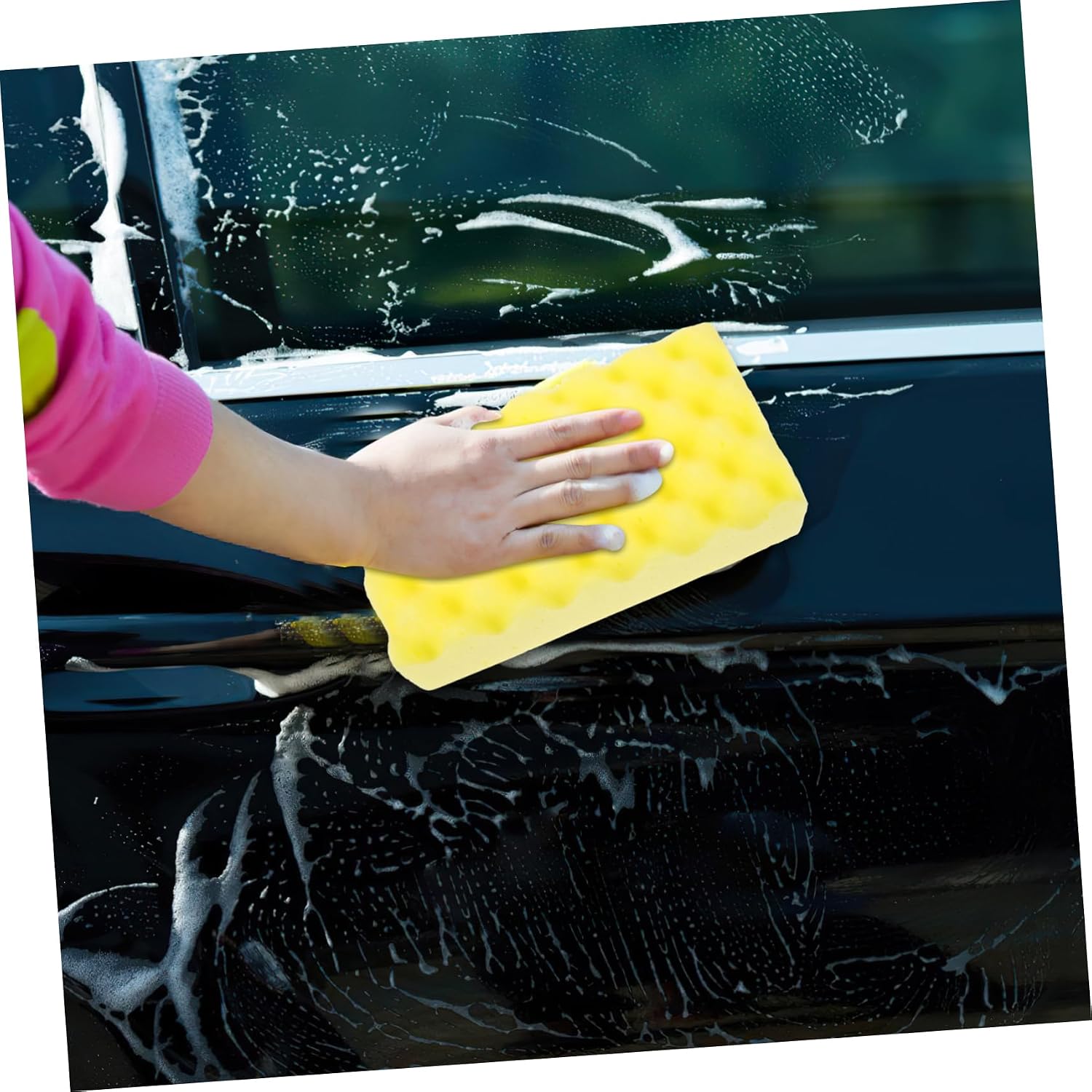 OUNONA 2pcs Cleaning Sponge for Cars Non-Scratch Auto Wash Scrubber Paint-Friendly Versatile Use for Car Waxing and Detailing Honeycomb Sponge