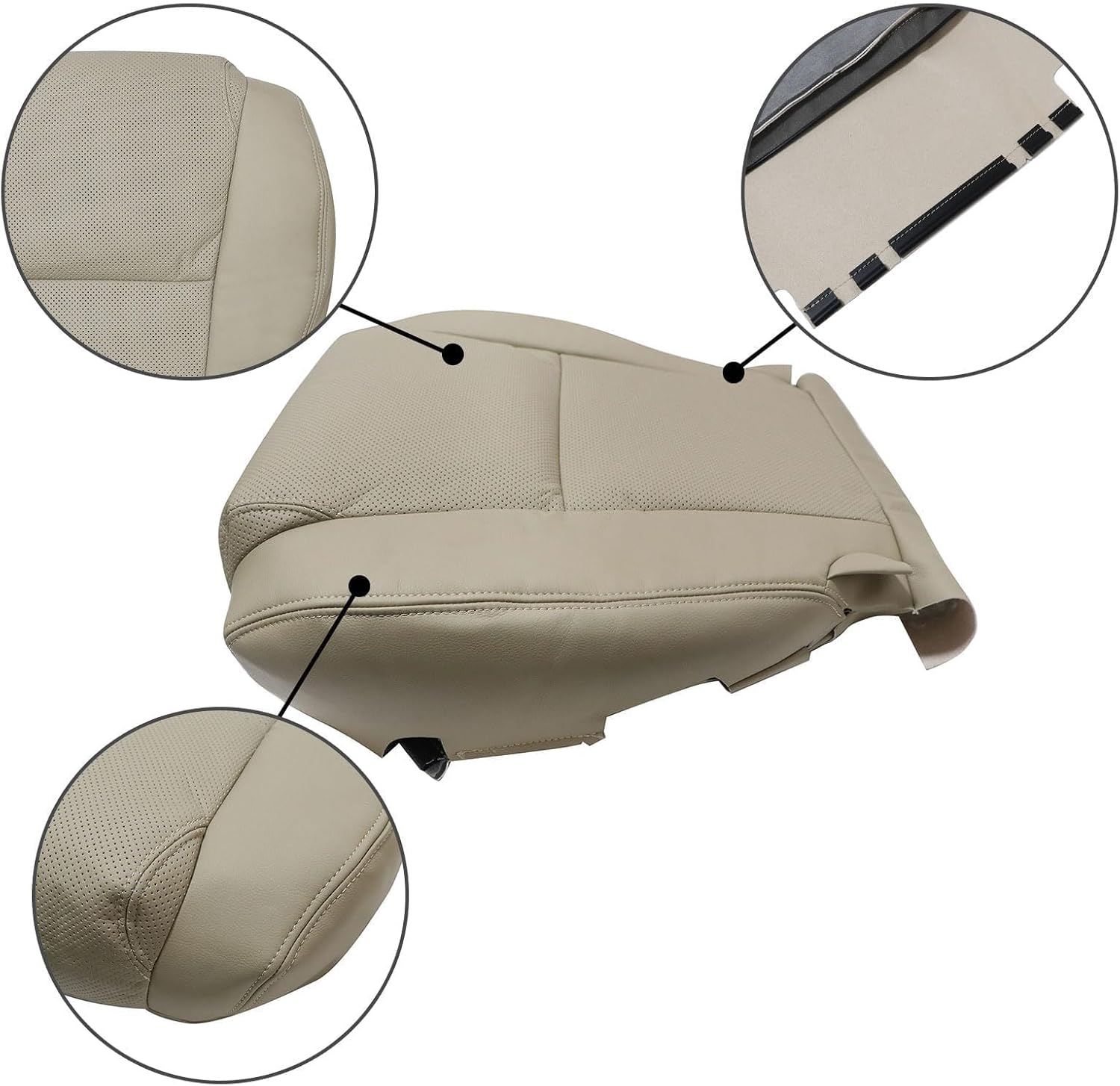 SecosAutoparts Front Driver Side Bottom Perforated Microfiber Leather Replacement Seat Cover #LA00 LA03 Cashmere Tan Compatible with Lexus GS300 GS350 GS430 GS450h GS460 2006 2007 2008 2009 2010 2011