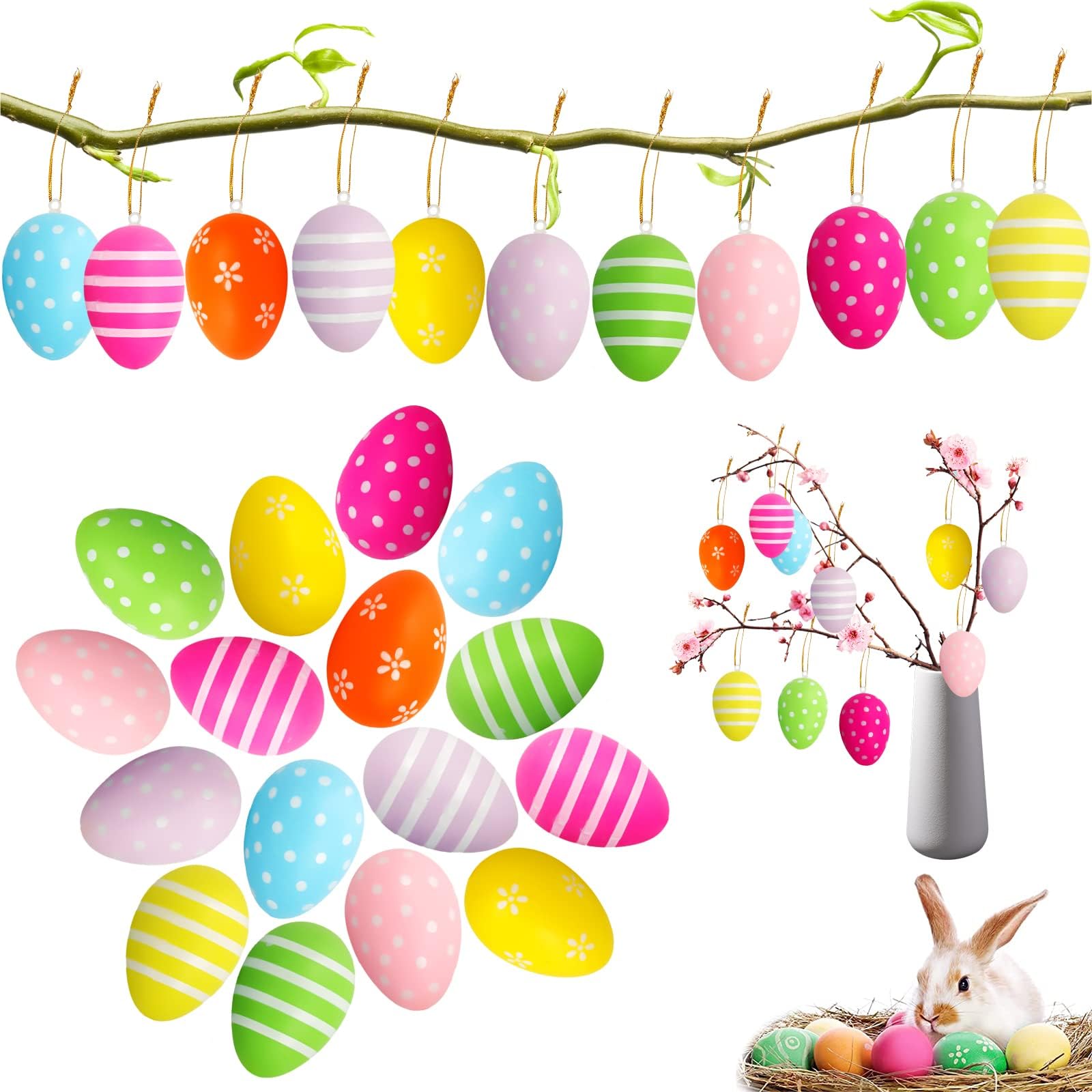 50 Stück Ostereier Plastik Bunt - Hohle Kunsteier Zum Befüllen