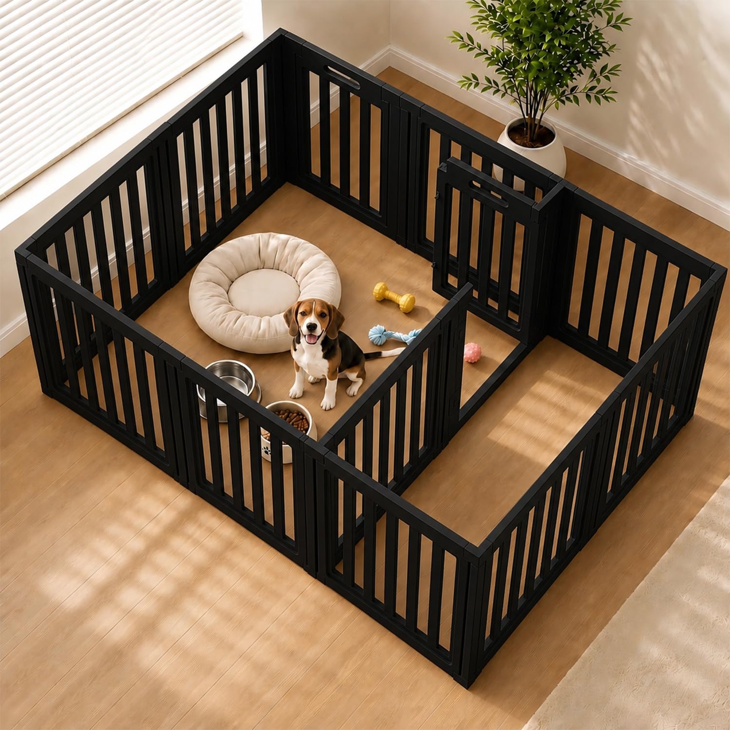 EVERFRONT Dog Playpen Indoor, Puppy Playpen, Black 30" H, 12 Panels