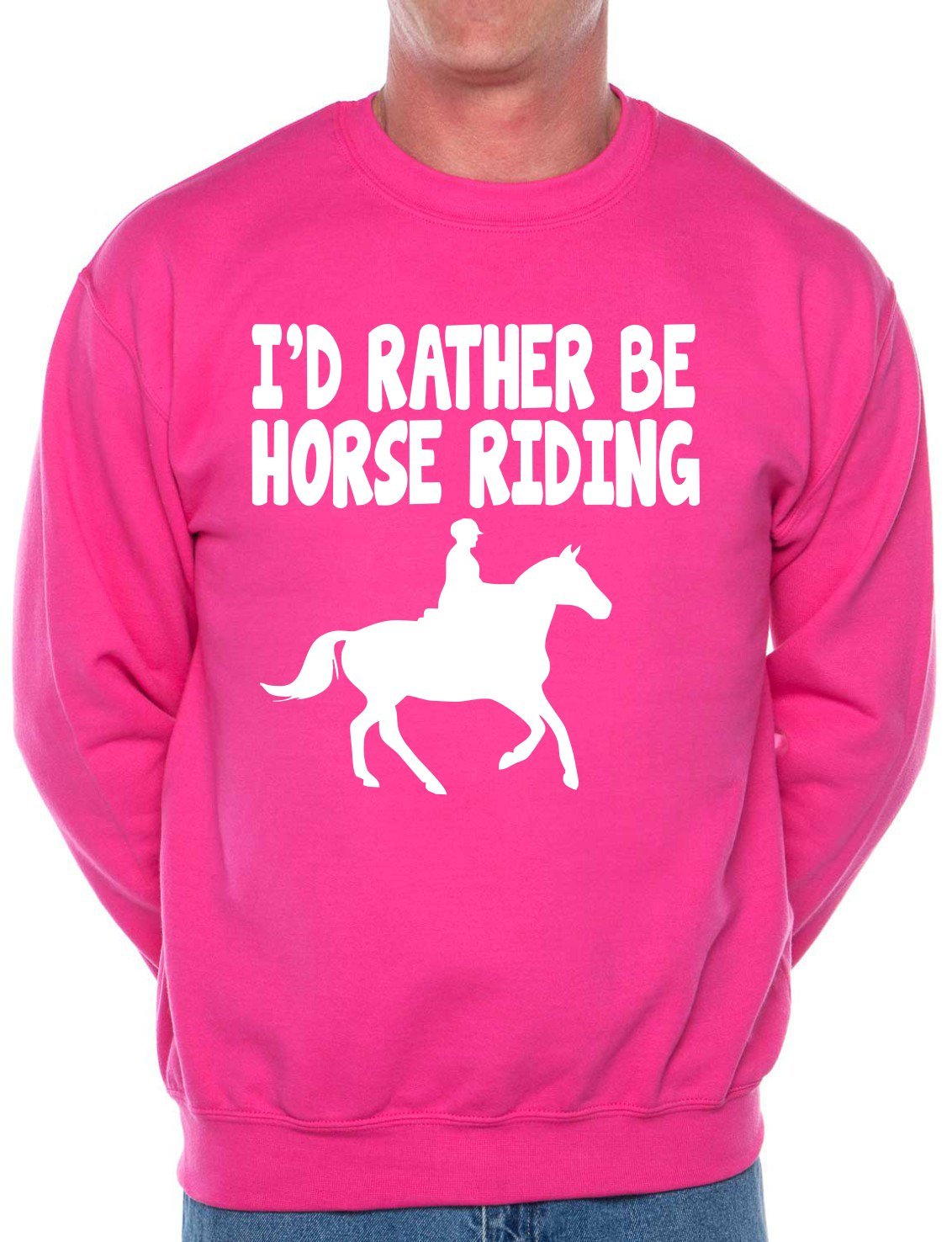 Print4U I'd Rather Be Horse Riding Adult Sweatshirt Jumper Birthday Gift Large Hot Pink