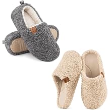 EverFoams Women's Soft Fuzzy Clog Slippers, Memory Foam Indoor/Outdoor House Shoes, Cozy Lightweight Loafer with Polar Fleece Lining, Slip-On Footbed for Warmth & Comfort