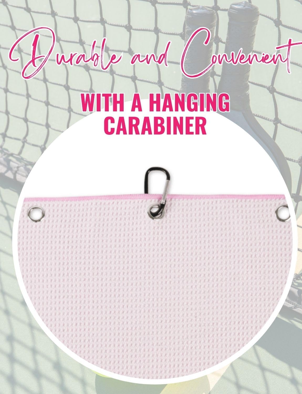 Embroidered Pickleball Towel, Funny Gift for Women, 16"x 24" Microfiber Towel, Pink, Initial B - Image 5