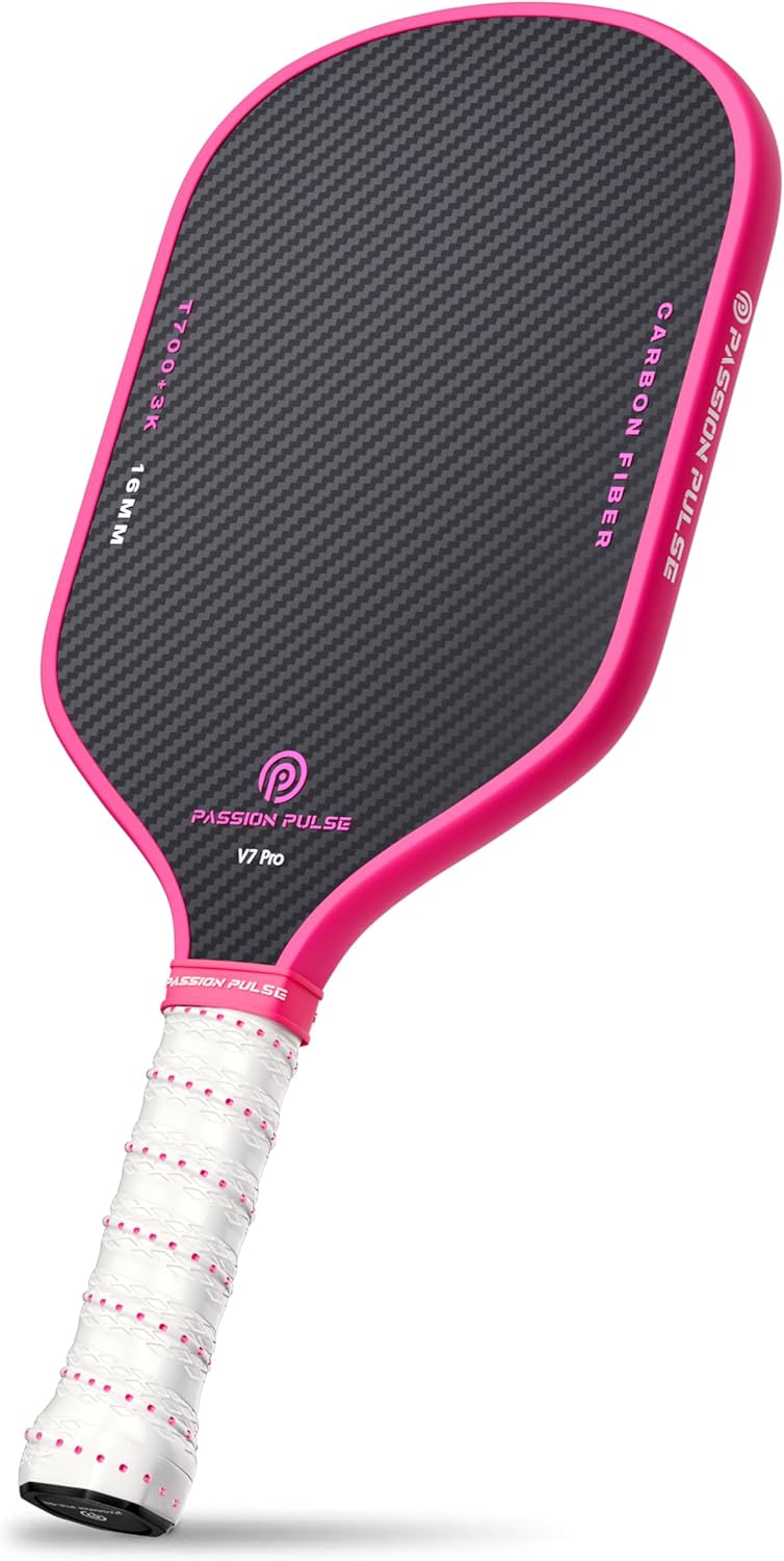 V7 Pro Pickleball Paddle – 3K Raw Carbon Fiber Pickle Ball Paddles with 16mm Polypropylene Core, 3D PulseGrip Handle, – Pickleball Rackets Ideal for All Skill Levels