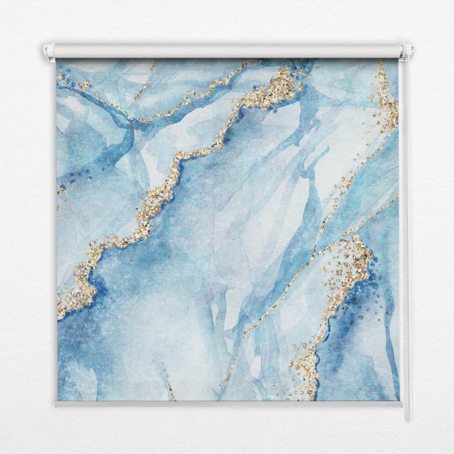 Store enrouleur sans perçage 50x50cm banne perméable marbre bleu tulup
