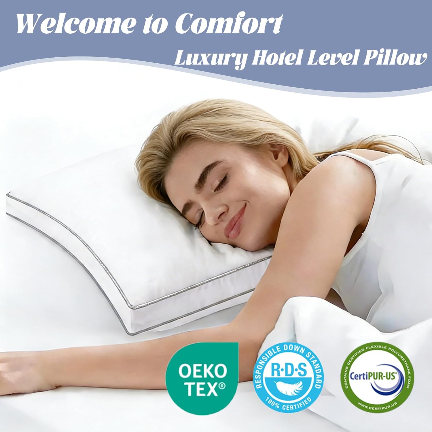 Luxury Goose Feather Down Pillows Queen Size Set of 2,Premium 3-Chamber Bed Pillows for Deep Sleep,900+ Fill Power,400 Count Cotton Shell,Hotel Quality Pillow for Side, Back Sleepers,20" x 28" - Image 2