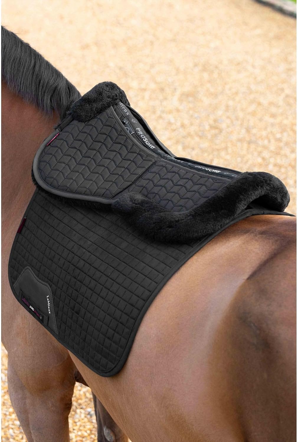 LeMieux Merino+ ProSorb 2 Pocket Half Pad - Soft Dynamic Wool - Anti-rub - Two Sets of 5mm Foam Shims