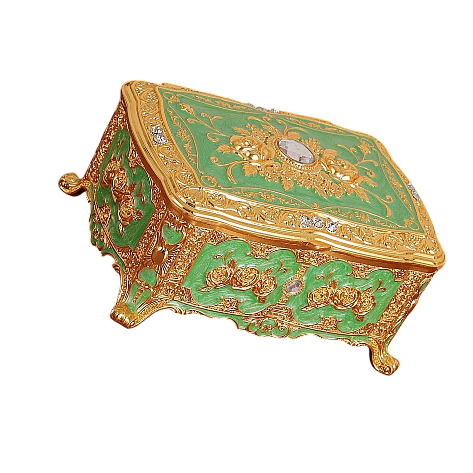 Msioytog Stylish Enameled Florals Jewelry Box with Mirrored Perfect for Storing Rings Earrings and Necklaces Elegant Organiser Permanent Metal Jewelry Planner