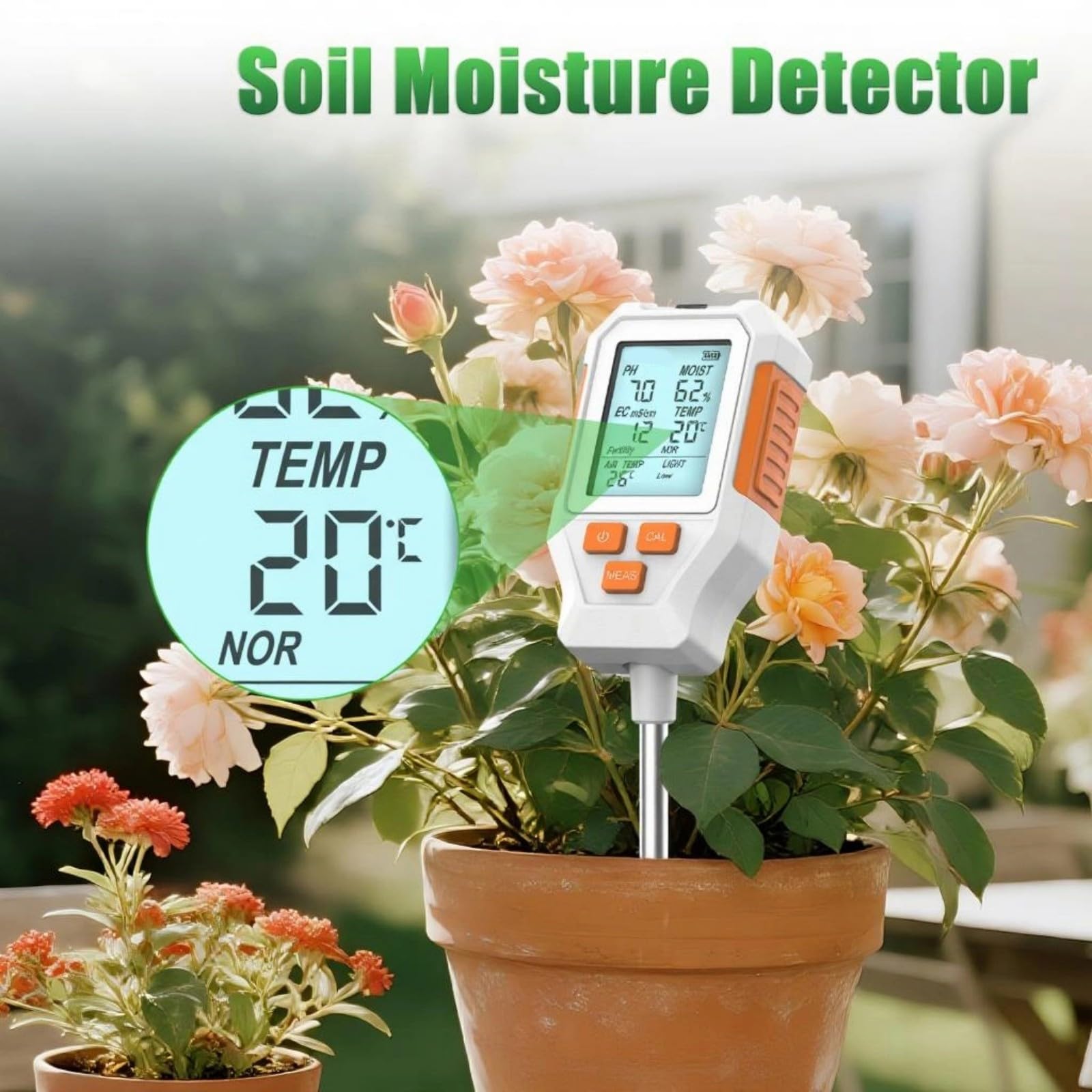 Monitor da pavimento, tester digitale con sensori ad alta precisione per monitorare umidità, temperatura, luce, fertilità, test da giardino