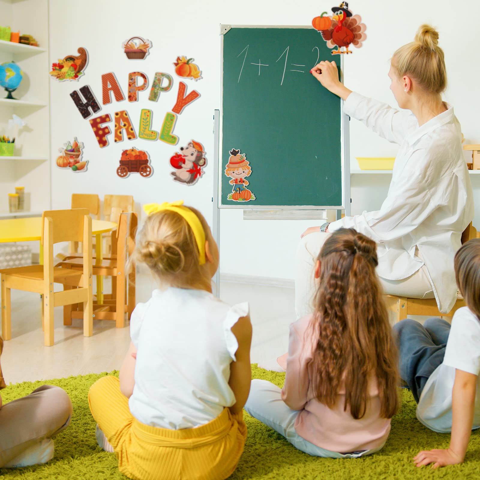KINBOM 56 Pezzi Sticker Autunnali, Decorazioni Autunnali con Punti di Colla per Feste Scolastiche