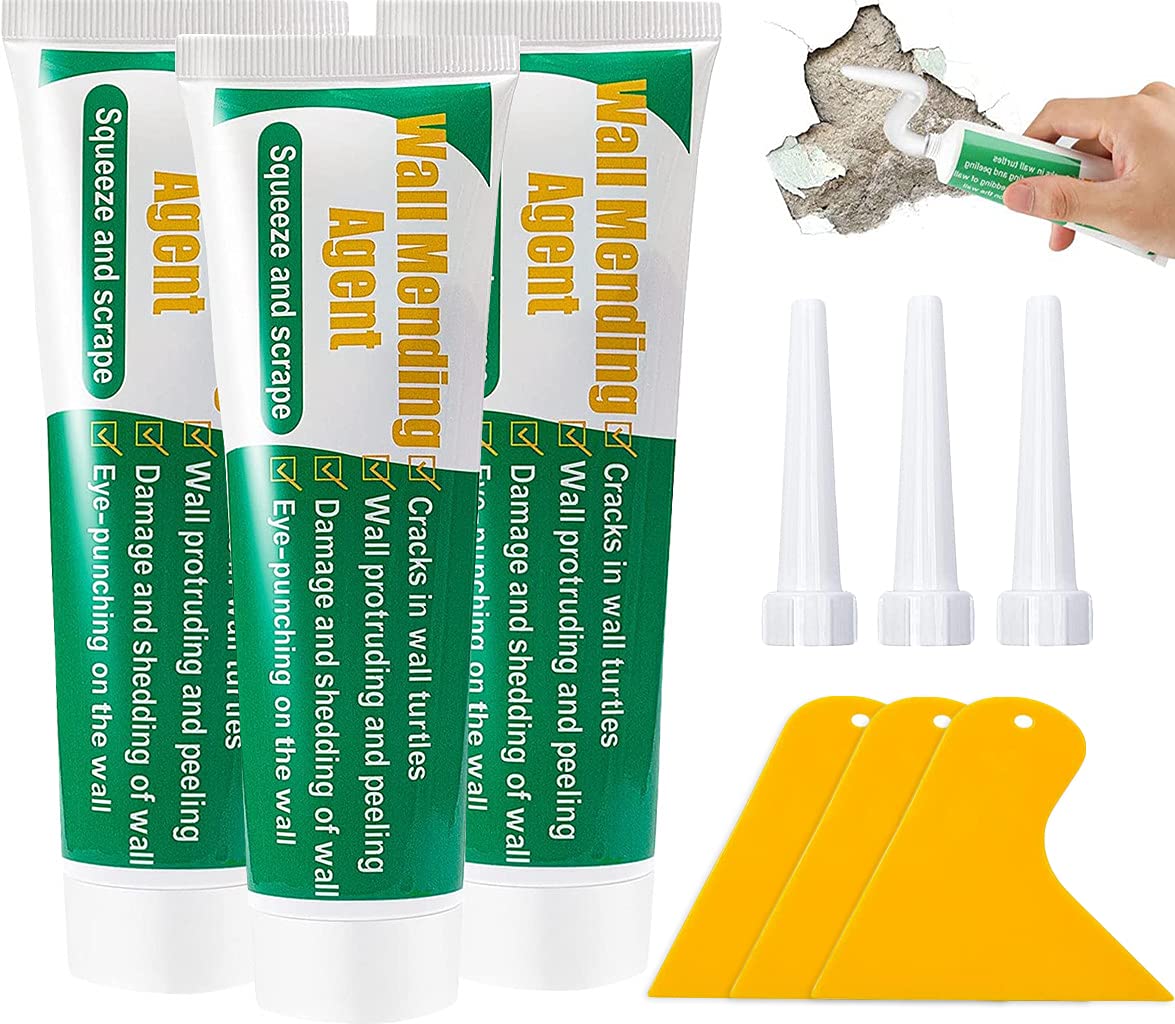 3Pcs Wall Repair Cream, Wall Mending Agent, Weatherproof Wall Repair Paste with Scraper and