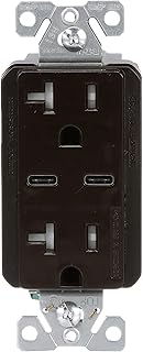 Eaton TRUSBC20B-BOX USB-C Charger with Duplex Receptacle, Brown
