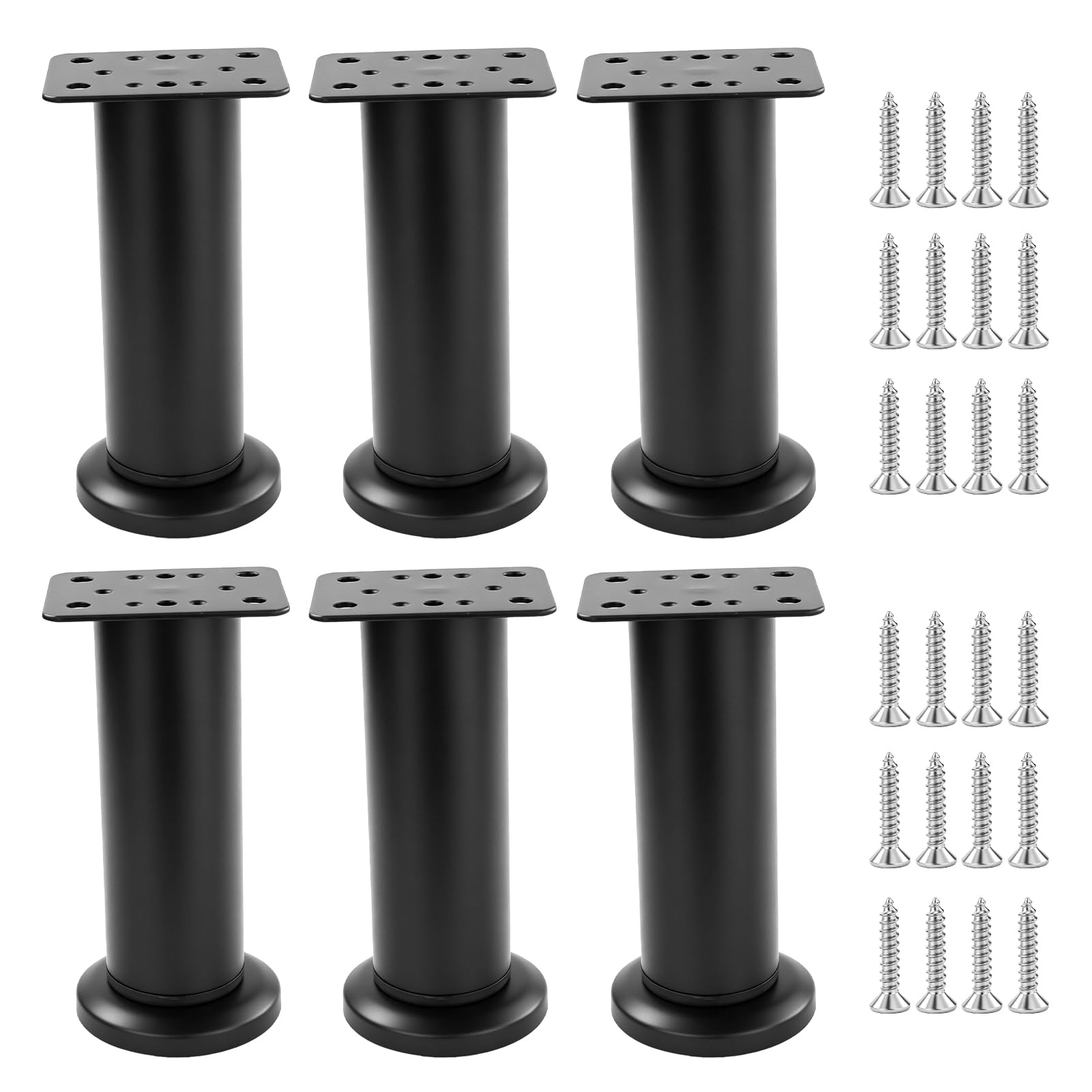 Patas de mueble ajustables negras con tornillos para renovar sofá o mesa baja