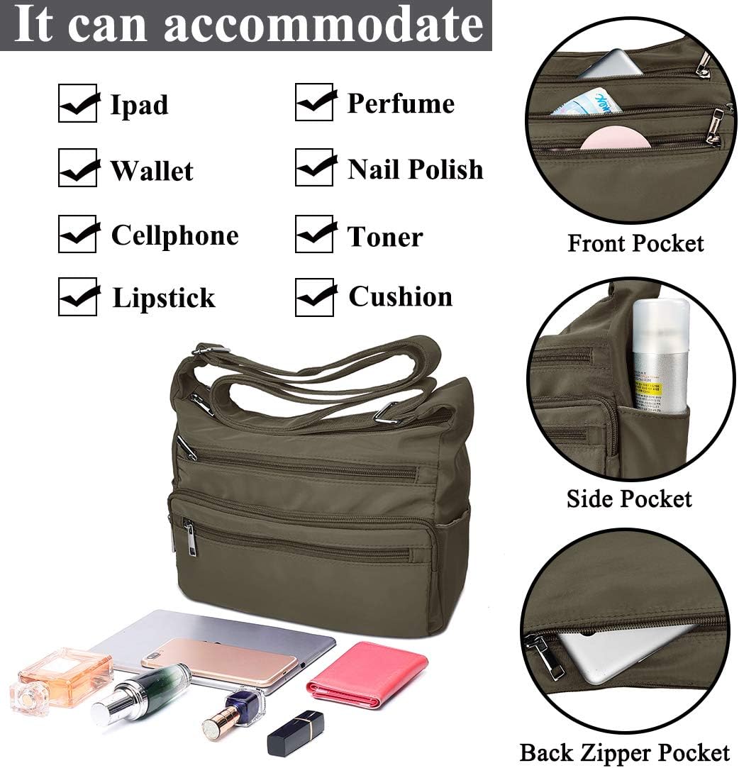 VOLGANIK ROCK RFID Purses for Women Fabric Nylon Multi Pocket Crossbody Bag Ladies Travel Handbag - Image 7