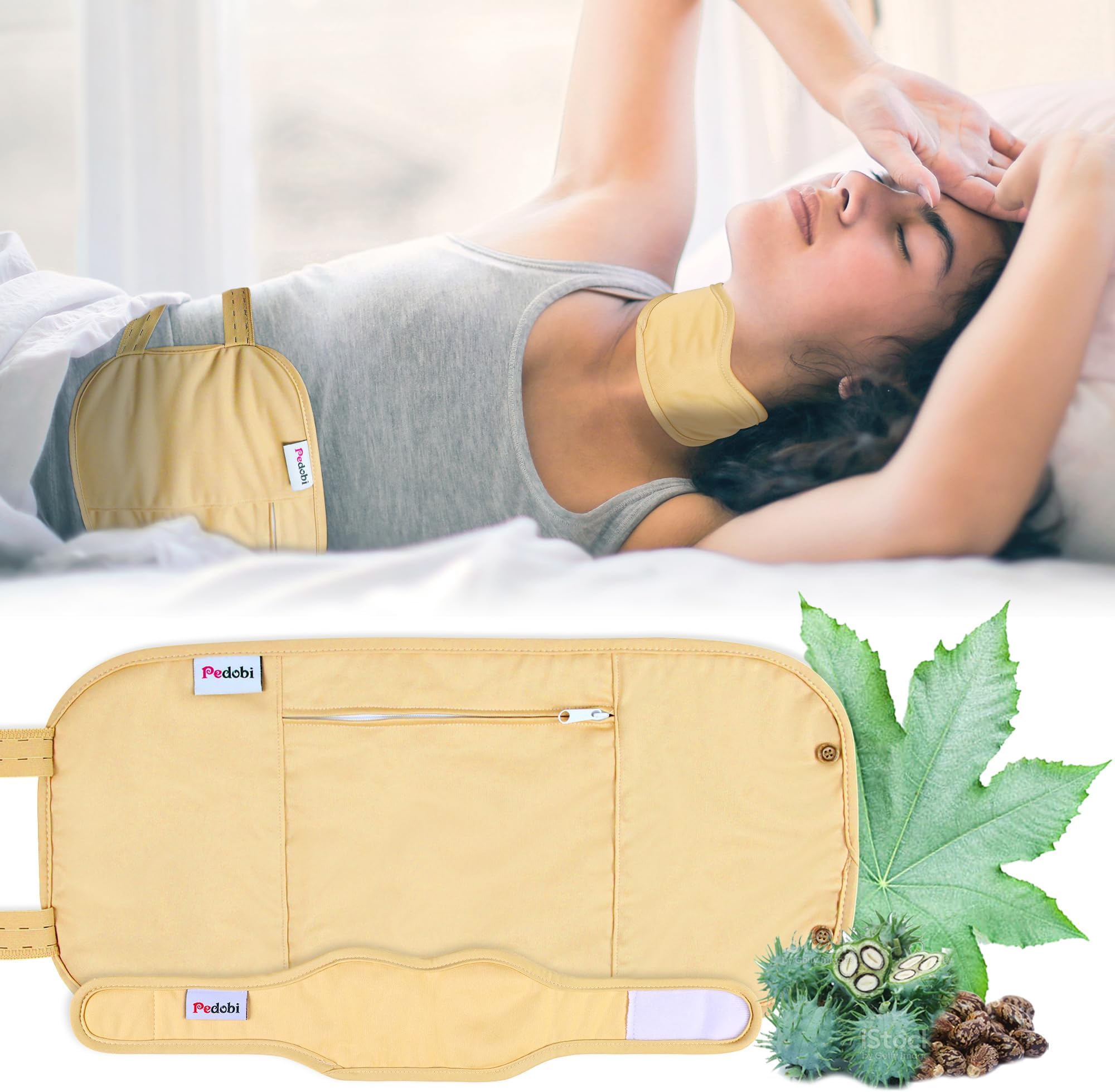 Castor Oil Pack Wrap for Neck, Castor Oil Compress for Liver Detox, Insomnia, Constipation, Yellow