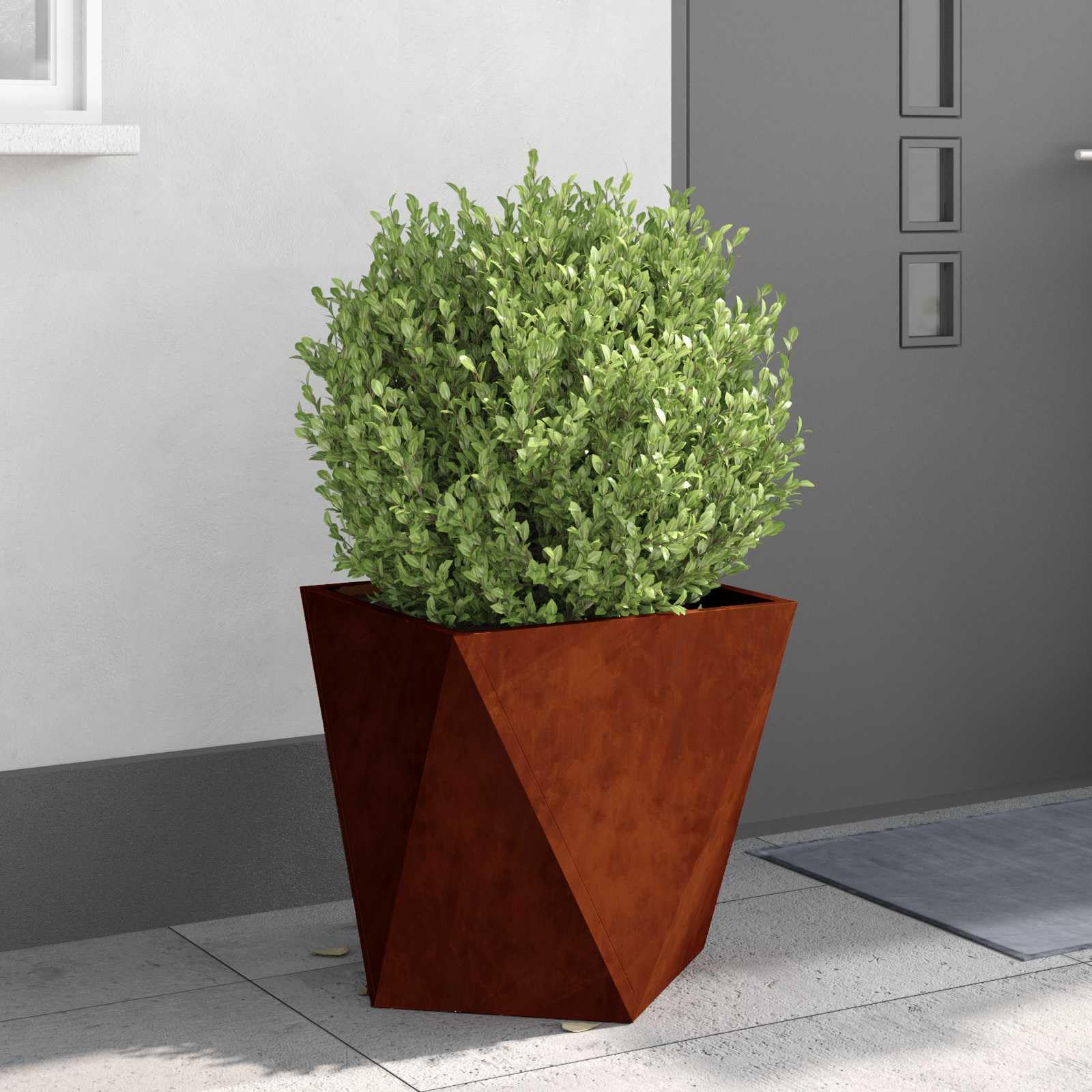 Pot de fleurs rouillé - 50 x 50 x 50 cm - Pot de fleurs carré en acier résistant aux intempéries pour jardin et terrasse - Jardinière robuste en métal pour l'extérieur