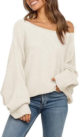 Mafulus Women Oversized Sweater Off Shoulder Slouchy Fall Winter Jumper Top