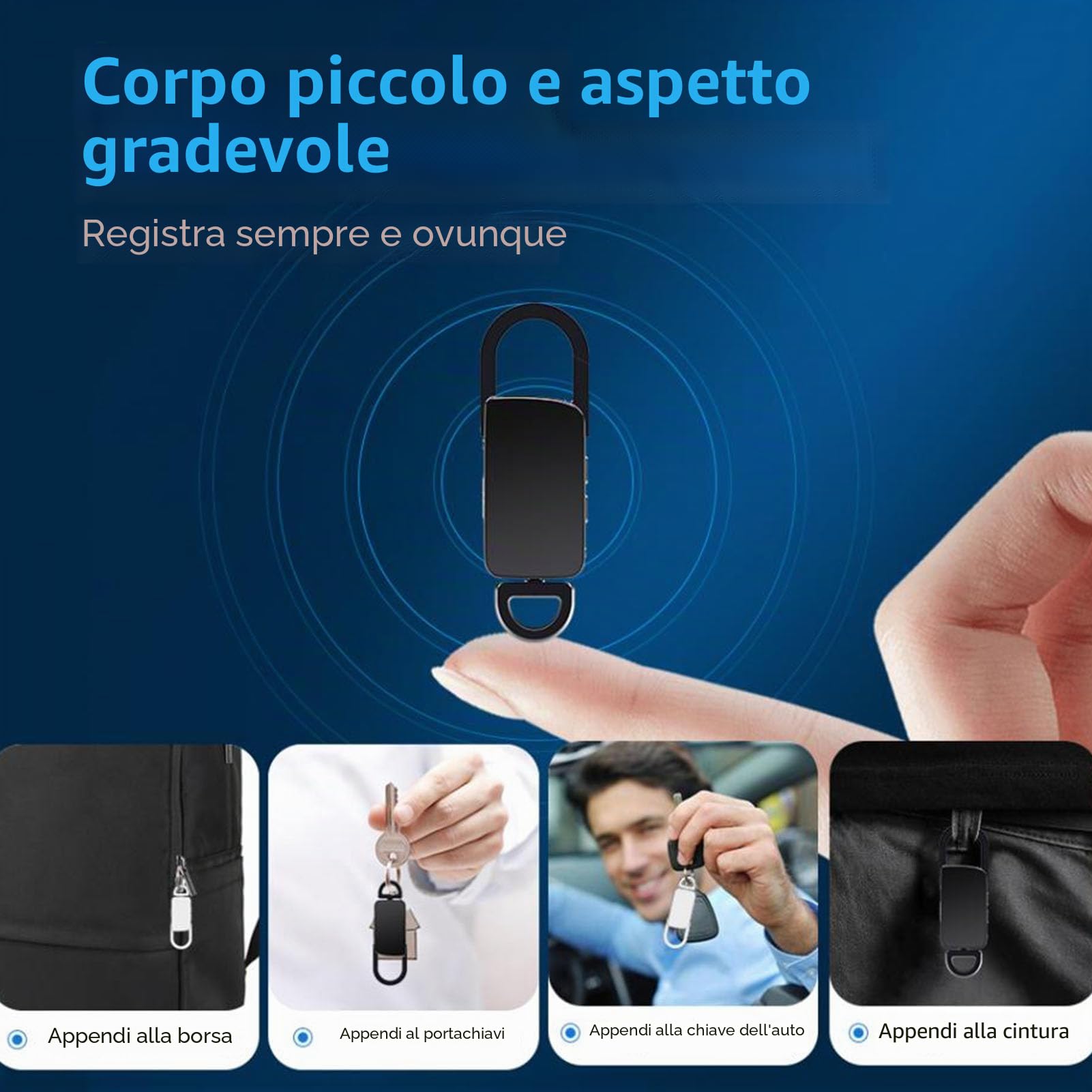 Registratore Vocale Digitale, Registratore Vocale Intelligente Dispositivo di Registrazione Portachiavi per Riunioni, Microfono Dinamico Intelligente, Registratore Ad Attivazione