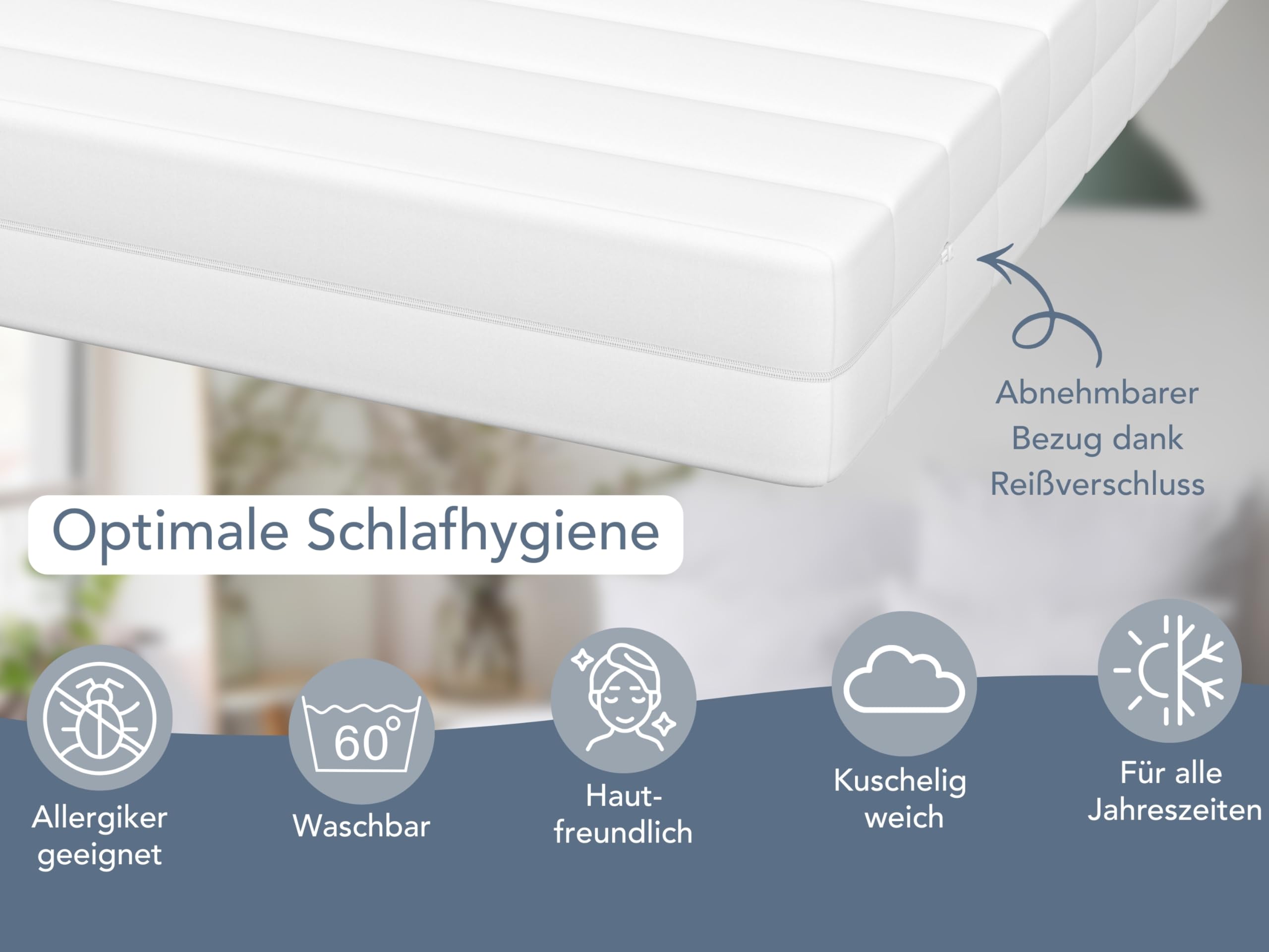 Arensberger Matras SARA 180x200 cm Hoogte 16cm | NANOCELL® Gel-Schuim | Middelhard H3 | Premium-Bekleding 240g/m² | 60°C wasbaar | Koudschuim-Matras 180x200 | Beoordeling 1,1 | Öko-Tex Gecertificeerd