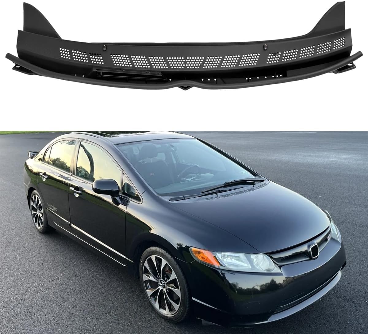 Windshield Window Wiper Cowl Cover PP Fit for 2006-2011 H0nda Civic Front Center,Black,74200SNAA00