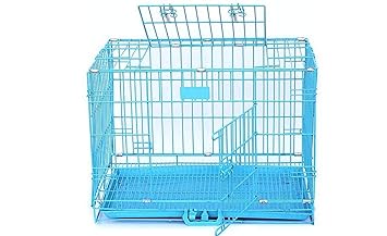 PET DREAMS 24 inches Blue Dog Cage with Removable Tray and Powder Coated