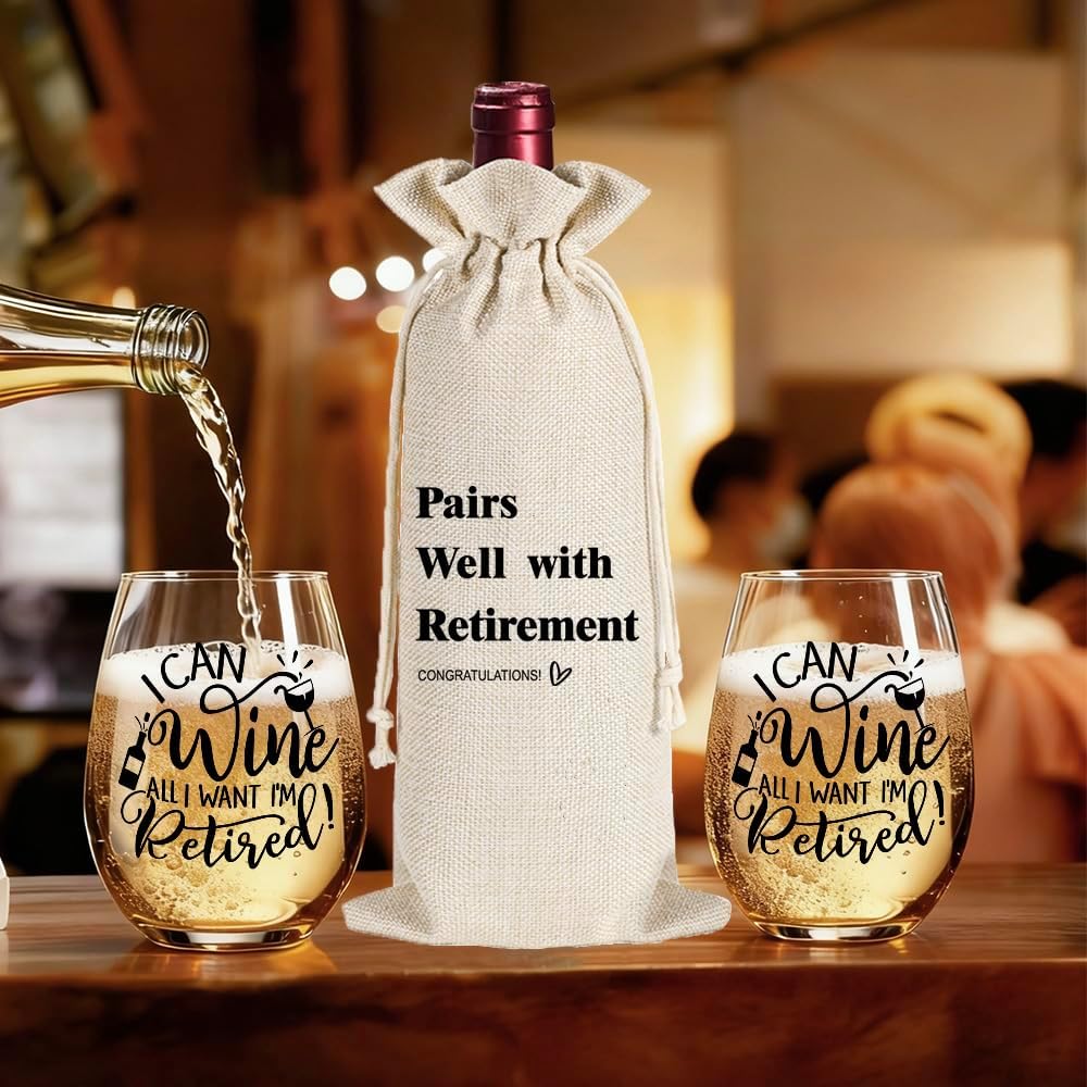 Funny Retirement Gifts for Women Men 2026 - Retirement Wine Glass Funny Birthday Gifts for Retired Friends Teacher Coworkers Boss Nurses Friends, Coworkers Farewell Leaving Going Away Gift - Image 5