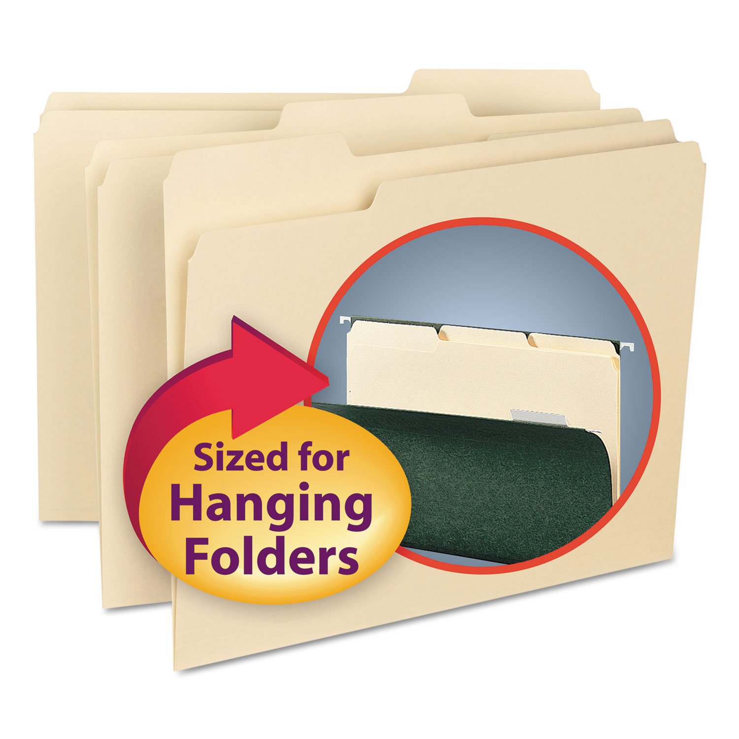Smead Interior File Folder, 1/3-Cut Tab, Letter Size, Manila, 100 per Box, Expandable File Folders for Filing Cabinet