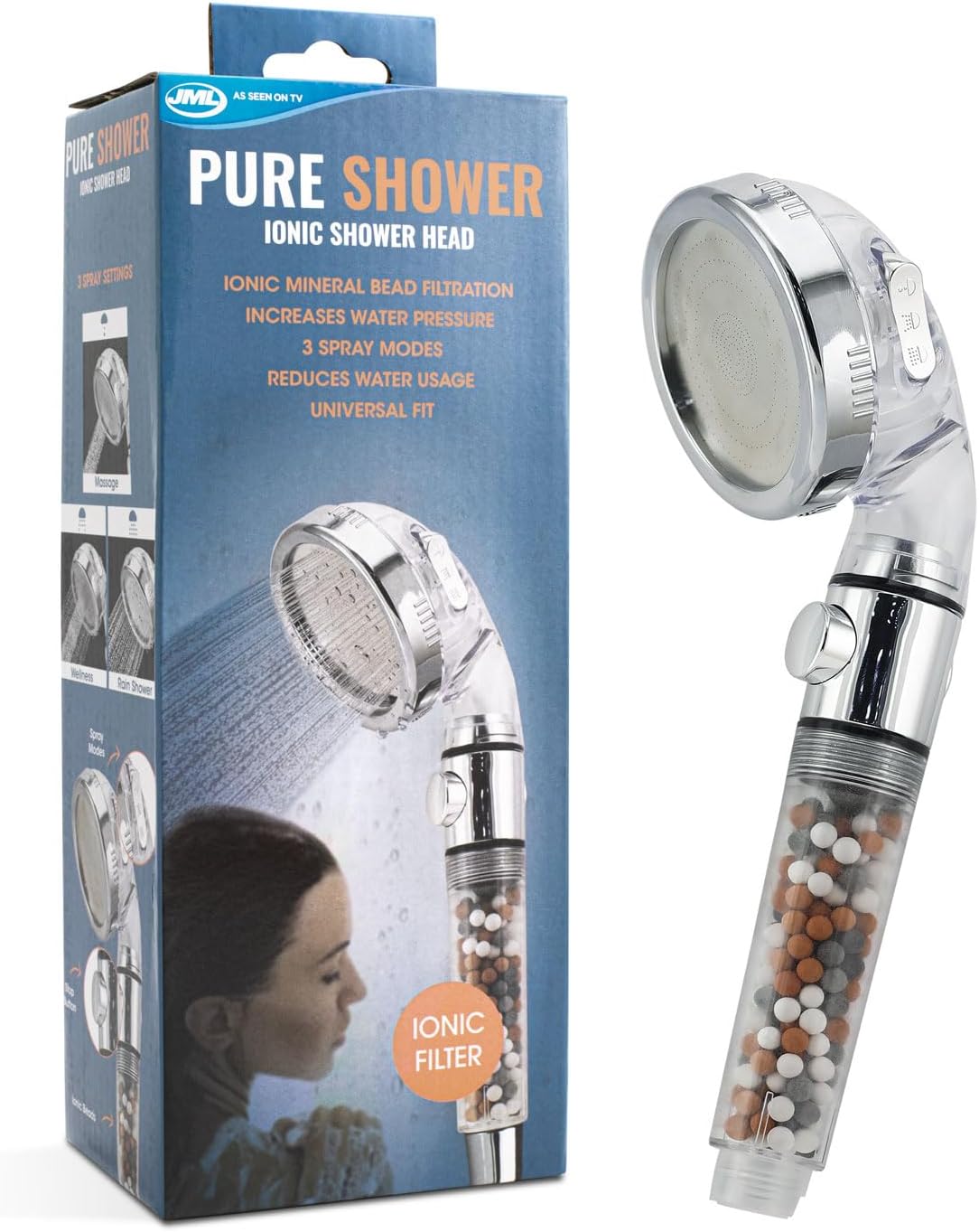 JML Pure Shower - The Powerful, Filtering Shower Head That Increases Pressure but Saves on Water