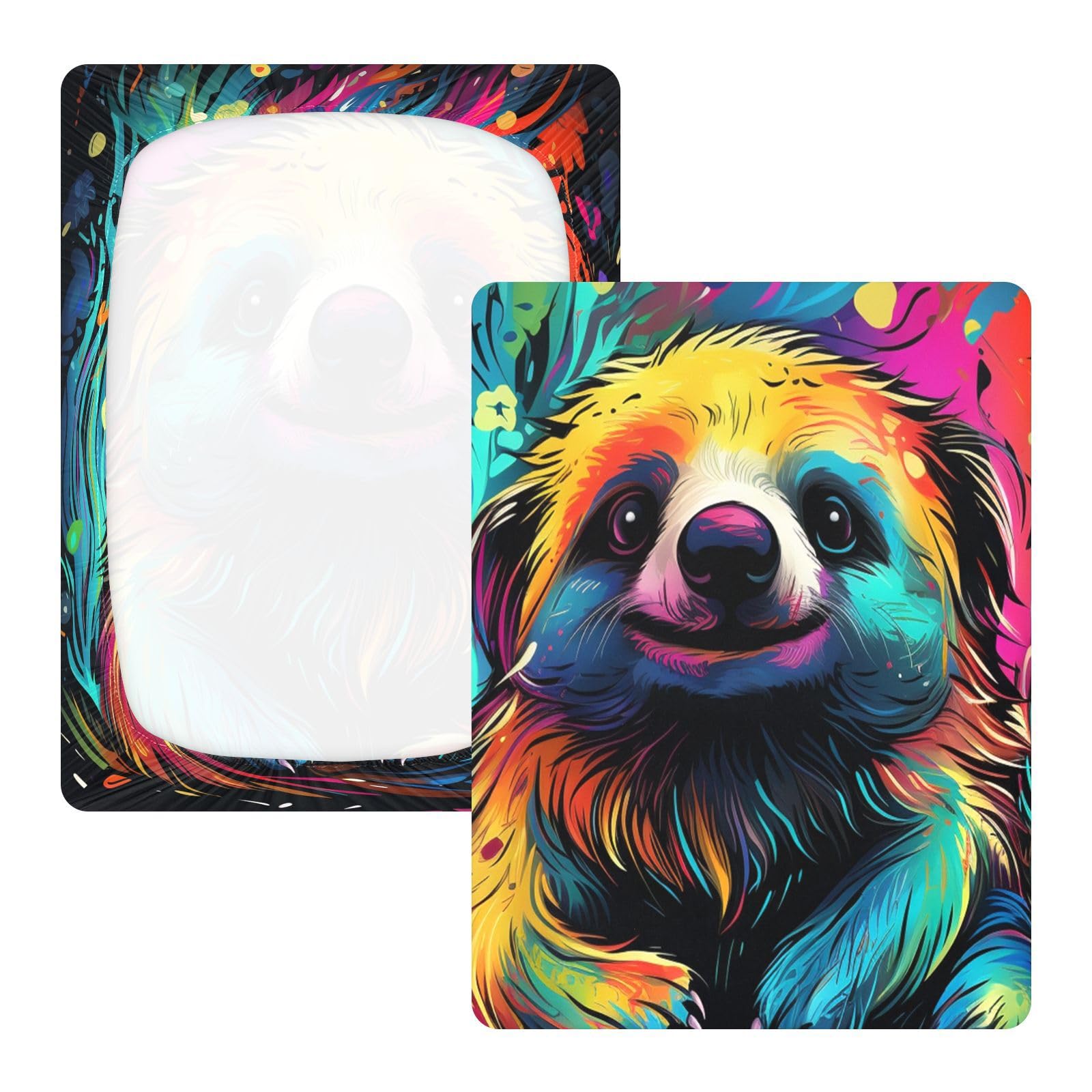 Colorido Oso Perrito Sábana de Cuna para Niños Pequeños,Sábanas de Algodón Suave para Bebés Aptas para Colchón Corralito