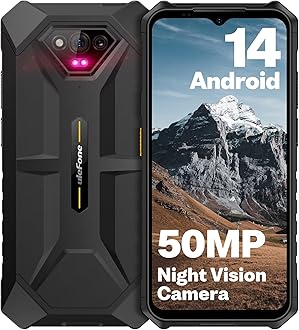 Unlocked Rugged Phones, Armor X13 (12+64GB), 50MP Rear Camera, 24MP Night Vision Camera, Android 14 OS Rugged Smartphone, 6.52” Screen, 6320mAh, NFC, GPS, Dual 4G Mobile Phone- Black