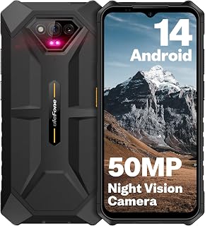 Ulefone Unlocked Rugged Phones, Armor X13 (12+64GB), 50MP Rear Camera, 24MP Night Vision Camera, Android 14 OS Rugged Smartphone, 6.52” Screen, 6320mAh, NFC, GPS, Dual 4G Mobile Phone- Black