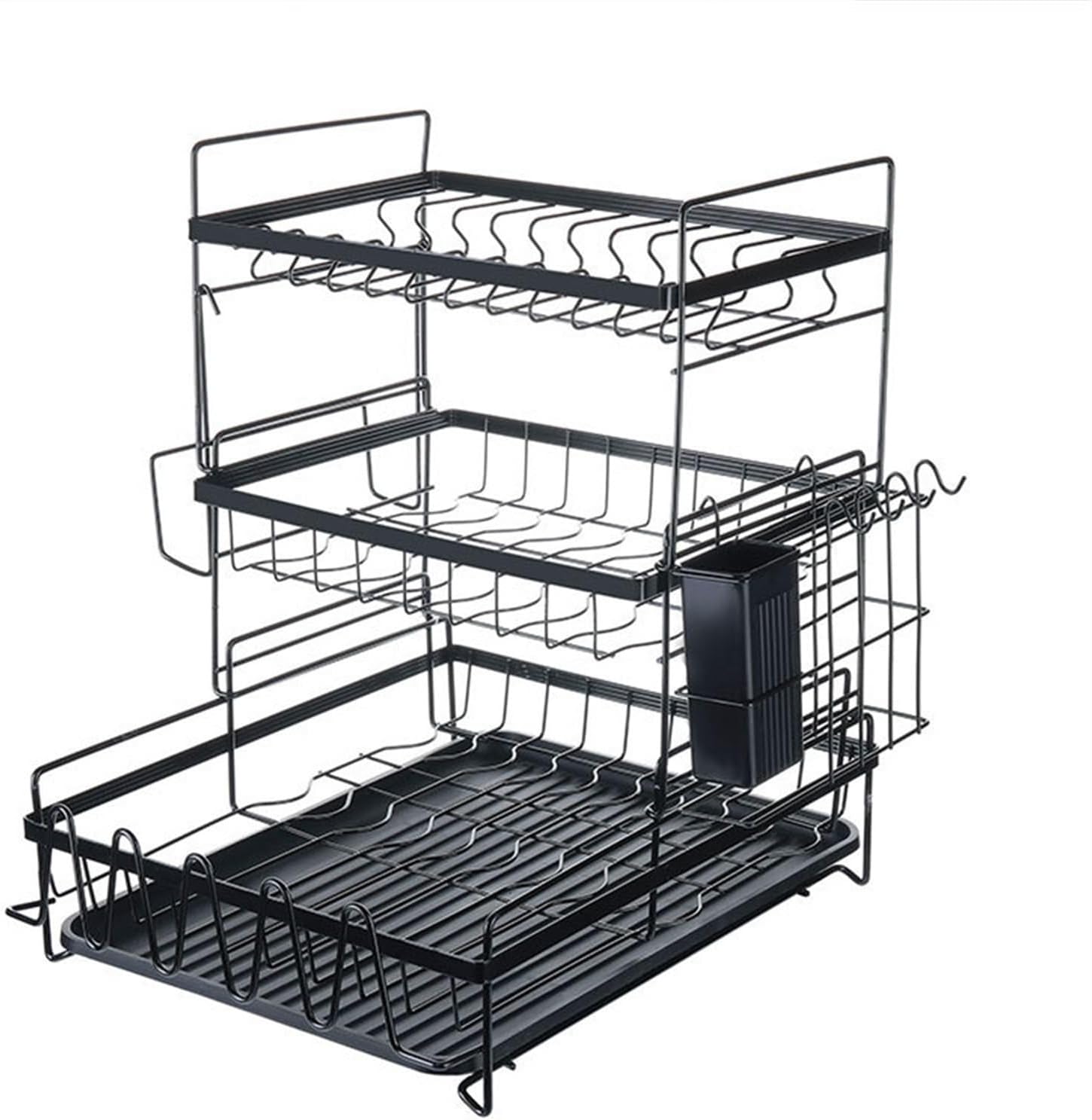 Ceramic Dinner Plate ，Porcelain Dinner Plates Set ，Pot And Pan Organizer 3-tier Stainless Steel Drying Rack, Cutlery Storage Rack,