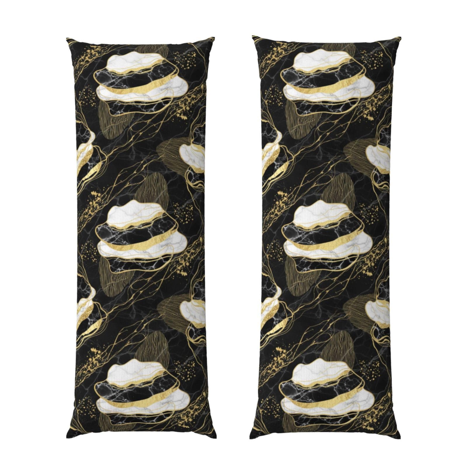Body Pillow Cover 20x60 Inch, Gold Black Marble, Plush Velvet Long Pillowcase with Zipper, Softffy Rectangular Case for Couch Bed Hotel Decor