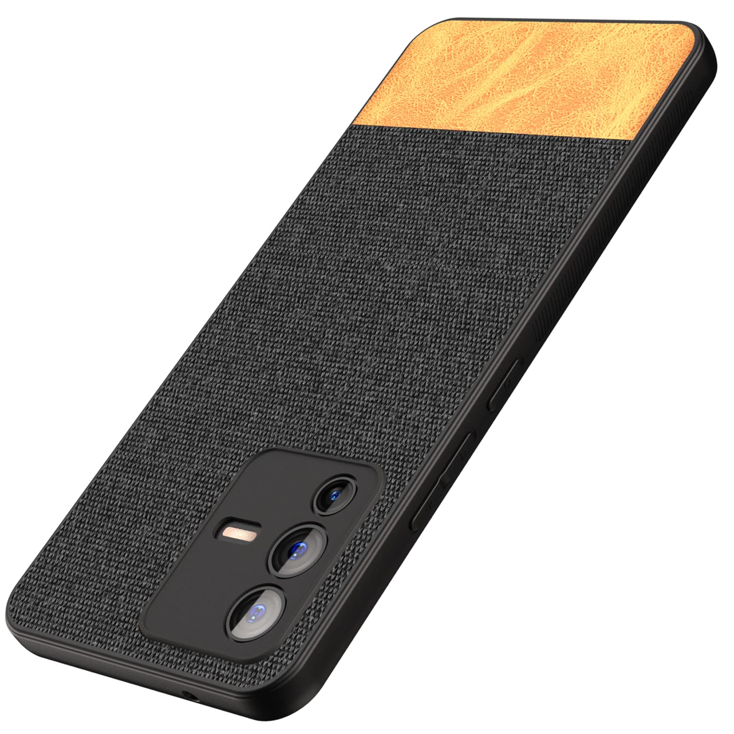 Kapa Soft Fabric & Leather Hybrid for Vivo V23 (5G) Back Cover, Shockproof Protection Slim Hard Back Case (Black,Brown) (B09RH48SG6) Amazon Price History, Amazon Price Tracker